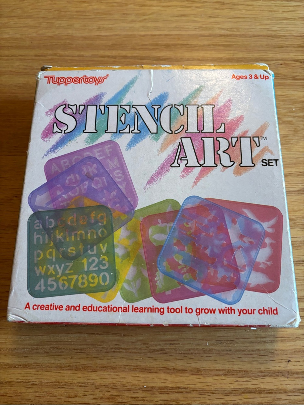 Vintage 1987 Tuppertoys Stencil Art Set 8 Bright Colorful Stencil Groupings